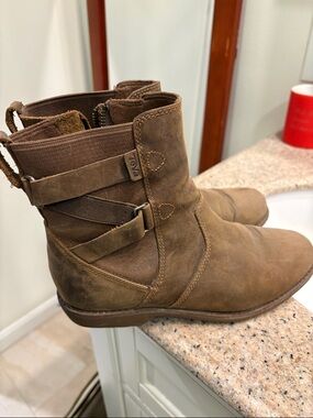 Teva Brown Suede Ankle Booties with Decorative Strap - women’s size 7